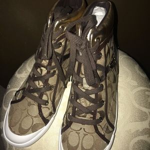 Coach Shoes - Coach Khaki and Gold Sneakers size 11 Coach Shoes - Coach Khaki and Gold Sneakers size 11